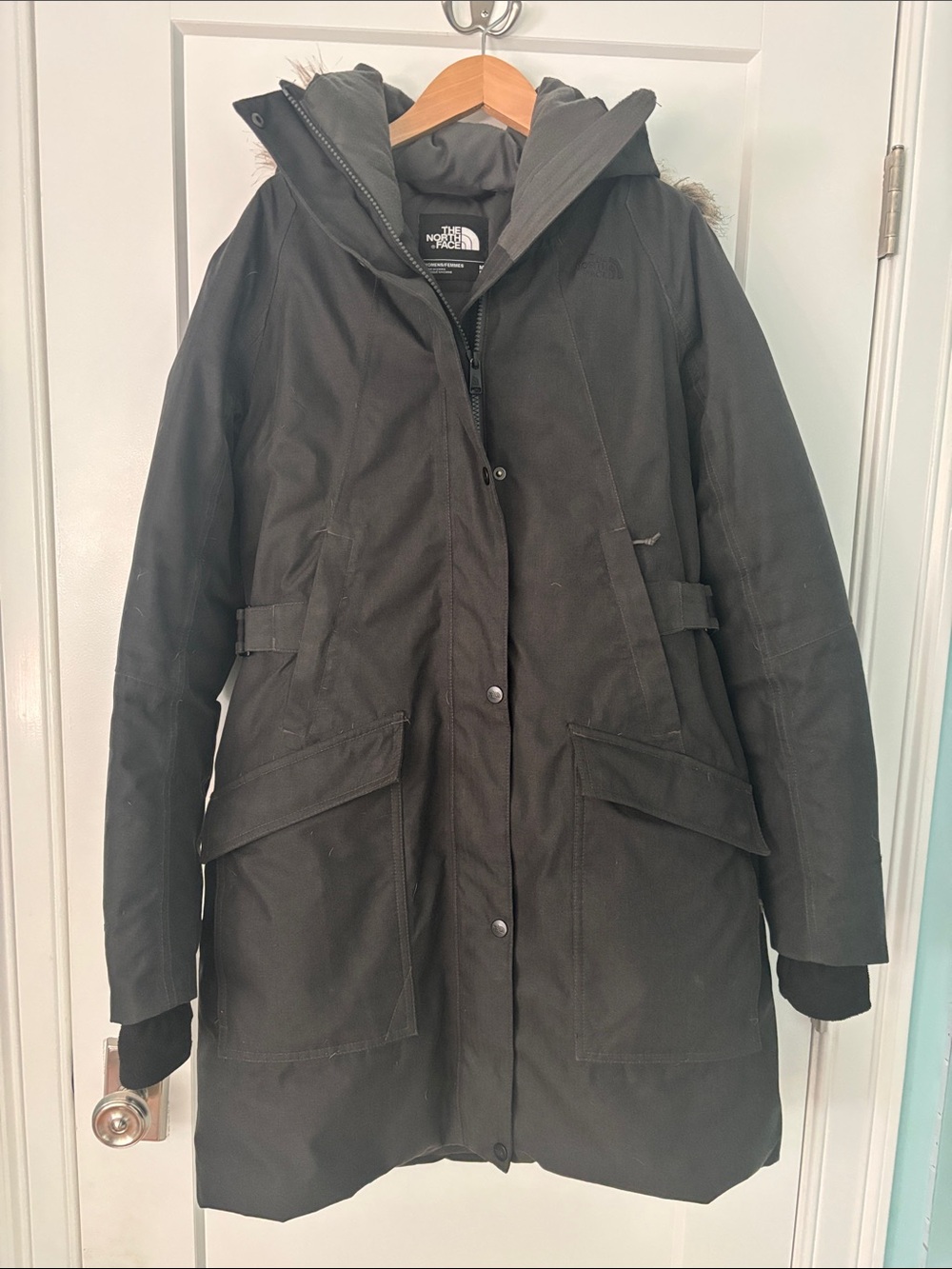 The North Face Women's Dark Grey Hooded Winter Parka, Size M